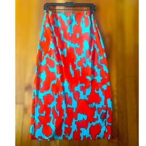 Diane Von Furstenberg Resort Orange Red Midi Pencil Skirt